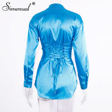 Load image into Gallery viewer, Simenual Sexy Hot Clubwear Women Satin Dress Fashion Deep V Neck Bodycon Party Dresses 2019 Autumn Long Sleeve Silk Mini Dress