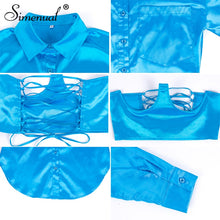 Load image into Gallery viewer, Simenual Sexy Hot Clubwear Women Satin Dress Fashion Deep V Neck Bodycon Party Dresses 2019 Autumn Long Sleeve Silk Mini Dress