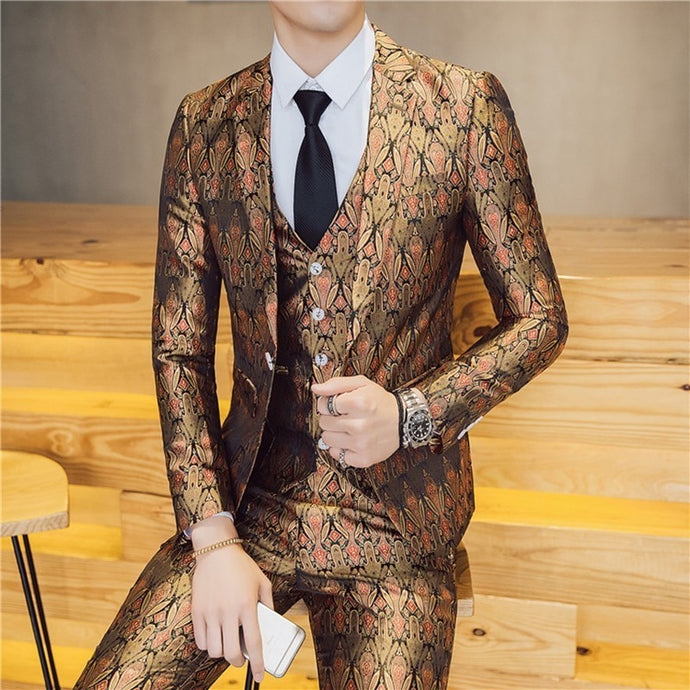 New Slim Fit Casual Terno Masculino 3pcs/2pcs Suit Men Luxury New Pattern Dress Suits One Button Host Stage Tuxedo 3XL-M