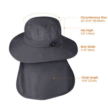 Load image into Gallery viewer, FURTALK Summer Sun Hat for Men Women Wide Brim UV Sun Protection Safari Hat with Neck Flap Outdoor Fishing Hiking Camping Cap