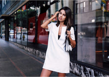 Load image into Gallery viewer, AEL 2019 Celebrity Fashion Blogger Women&#39;s High Quality Casual Deep V-neck White Short Sleeve Mini Dress Ropa De Famosas Mujer