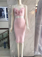 Load image into Gallery viewer, wholesale 2020 New 2 Piece Set Pink Strapless top&amp;skirt Sexy Two-piece suit celebrity Cocktail party dress