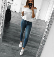 Load image into Gallery viewer, Women Jeans Stretch Skinny Pencil Pants Black Casual Denim Female Jean