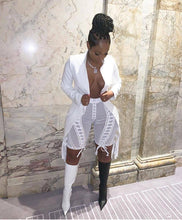 Load image into Gallery viewer, Echoine Casual Sexy V-neck Backless White Blazer Autumn women Vintage women jacket long Black blazers Coat femme