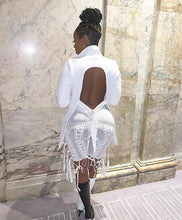 Load image into Gallery viewer, Echoine Casual Sexy V-neck Backless White Blazer Autumn women Vintage women jacket long Black blazers Coat femme