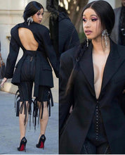 Load image into Gallery viewer, Echoine Casual Sexy V-neck Backless White Blazer Autumn women Vintage women jacket long Black blazers Coat femme