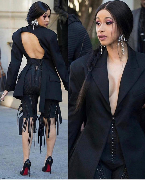 Echoine Casual Sexy V-neck Backless White Blazer Autumn women Vintage women jacket long Black blazers Coat femme