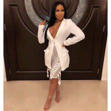 Load image into Gallery viewer, Echoine Casual Sexy V-neck Backless White Blazer Autumn women Vintage women jacket long Black blazers Coat femme