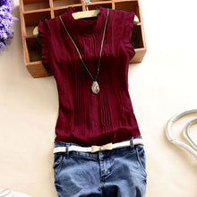 Load image into Gallery viewer, Ruffle Sleeveless O Neck Blouse Slim Fitted Shirts for Women