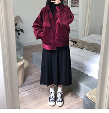 Load image into Gallery viewer, long Skirts Women High Waist pleated Skirt solid Color Skirt