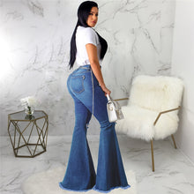 Load image into Gallery viewer, Tsuretobe Fashion Denim Flare Pants Women Retro Ripped Jeans Wide Leg Trousers Lady Casual Bell-Bottoms Flare Pant Female