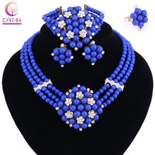 Load image into Gallery viewer, Beads Choker Classic Orange Red Blue Roses Nigerian African Beads Jewelry Set Wedding Party Jewelry Sets