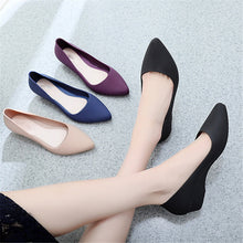 Load image into Gallery viewer, Spring Summer Women Pointed Toe Pumps Mid Heels Slip On Wedge Shoes