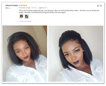 Load image into Gallery viewer, Kinky Straight 13x6 Lace Front Human Hair Wigs 180 Density Coarse Yaki Brazilian Short Bob 360 Lace Frontal Wig Dolago Full