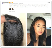 Load image into Gallery viewer, Kinky Straight 13x6 Lace Front Human Hair Wigs 180 Density Coarse Yaki Brazilian Short Bob 360 Lace Frontal Wig Dolago Full