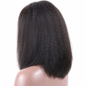 Kinky Straight 13x6 Lace Front Human Hair Wigs 180 Density Coarse Yaki Brazilian Short Bob 360 Lace Frontal Wig Dolago Full