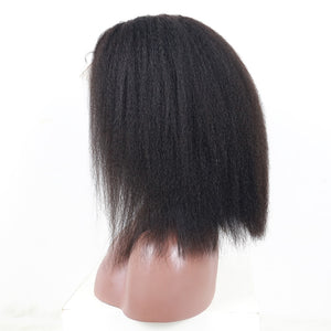 Kinky Straight 13x6 Lace Front Human Hair Wigs 180 Density Coarse Yaki Brazilian Short Bob 360 Lace Frontal Wig Dolago Full