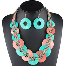 Load image into Gallery viewer, Various-sized Shell Necklace Women and earrings Small Beads Two-tone Contrasting Color jewelry sets