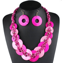 Load image into Gallery viewer, Various-sized Shell Necklace Women and earrings Small Beads Two-tone Contrasting Color jewelry sets