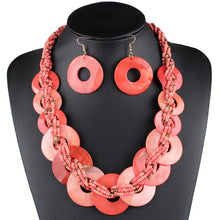 Load image into Gallery viewer, Various-sized Shell Necklace Women and earrings Small Beads Two-tone Contrasting Color jewelry sets