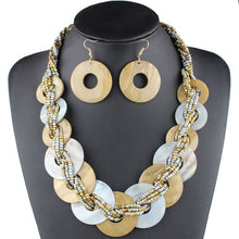 Load image into Gallery viewer, Various-sized Shell Necklace Women and earrings Small Beads Two-tone Contrasting Color jewelry sets