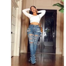 Load image into Gallery viewer, Wjustforu Sexy Hollow Out Ripped Jeans For Women Personality High Waist Holw Denim Pants Femme Bodycon Club Pencil Pants Vestido