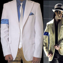 Load image into Gallery viewer, RARE Fashion MJ Michael Jackson SC BAD Smooth Criminal White Stripe Suit Full Set OutFit Men Kid Halloween Clothing1990s