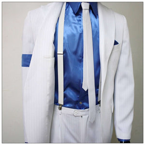 RARE Fashion MJ Michael Jackson SC BAD Smooth Criminal White Stripe Suit Full Set OutFit Men Kid Halloween Clothing1990s