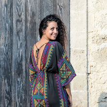 Load image into Gallery viewer, Boho Chic Ladies Dresses Mexican Print V Neck Slit Short Sleeve Tropical Dress Hippie Beach Kaftan 2019 Summer Dresses AA4758