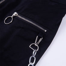 Load image into Gallery viewer, Vangull harajuku zipper streetwear women casual harem pants with chain New solid black pant cool fashion hip hop long trousers