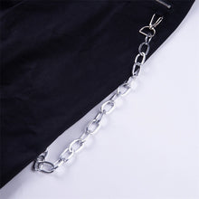 Load image into Gallery viewer, Vangull harajuku zipper streetwear women casual harem pants with chain New solid black pant cool fashion hip hop long trousers