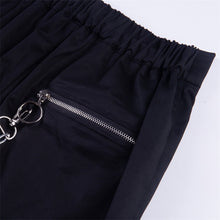 Load image into Gallery viewer, Vangull harajuku zipper streetwear women casual harem pants with chain New solid black pant cool fashion hip hop long trousers