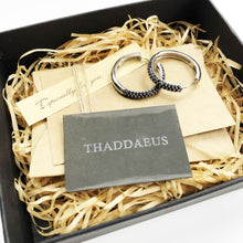 Load image into Gallery viewer, Sterling Silver Hinged Hoop Black Pave Earrings For Women