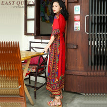 Load image into Gallery viewer, red bohemian dress women summer boho chic maxi mexican dress tropical beach holiday v neck ladies dresses summer 2019 AA4830