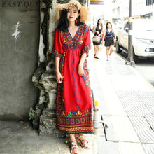 Load image into Gallery viewer, red bohemian dress women summer boho chic maxi mexican dress tropical beach holiday v neck ladies dresses summer 2019 AA4830