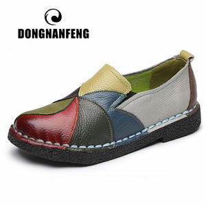 Ladies Flats Genuine Leather Loafers Ballerina Colorful Slip-On Mixed Colors