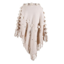 Load image into Gallery viewer, Women O-Neck Solid Sweater Hairball Tassel Cloak Loose Shawl Sweater