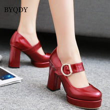 Load image into Gallery viewer, Women Mary Jane Shoes Thick Heels Round Toe Buckle Strap Platform Pumps Footwear