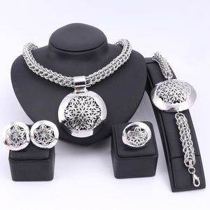 Jewelry Sets Fashion Nigerian Wedding African Beads Costume Necklace Bangle Earring Ring