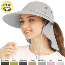 Load image into Gallery viewer, FURTALK Safari Sun Hat for Women Men Summer Hat with Neck Flap Female Waterproof Ponytail Hats UPF 50 Sun Protection Cap 2019