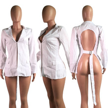 Load image into Gallery viewer, Echoine Casual Sexy V-neck Backless White Blazer Autumn women Vintage women jacket long Black blazers Coat femme