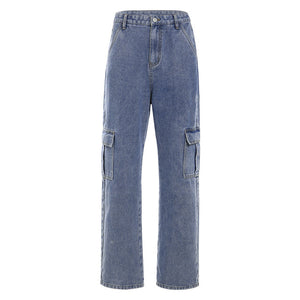 High Waist Street wear Straight Blue Jean for Women