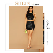 Load image into Gallery viewer, Black Split Side Snake Embossed Party Body con Autumn High Waist Night Out  Mini Sexy Skirts
