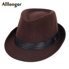 Load image into Gallery viewer, Wool Fedora Jazz Hat Men Chapeu Panama Masculino Sombrero Mujer Women Felt Hats Man Bowler Vintage Black Retro Cap
