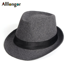 Load image into Gallery viewer, Wool Fedora Jazz Hat Men Chapeu Panama Masculino Sombrero Mujer Women Felt Hats Man Bowler Vintage Black Retro Cap