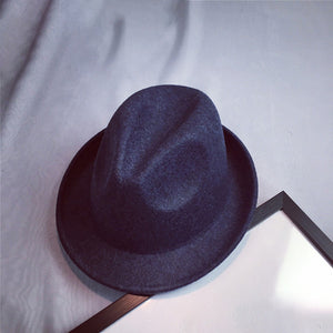 Wide Brim  Felt Jazz Hat Autumn Winter Bowler Hats for Women Men Party Solid Color