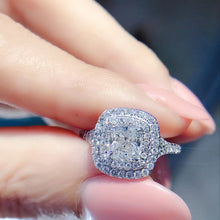 Load image into Gallery viewer, AEAW 1.0ct Cushion Cut Natural Real Diamond Ring Solid 18K White Gold Engagement Ring,Fantacy Wedding Ring