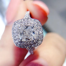 Load image into Gallery viewer, AEAW 1.0ctw Cushion Cut Natural Real Diamond Ring Solid 18K White Gold Engagement Ring,Fantacy Wedding Ring
