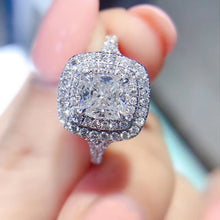 Load image into Gallery viewer, AEAW 1.0ctw Cushion Cut Natural Real Diamond Ring Solid 18K White Gold Engagement Ring,Fantacy Wedding Ring