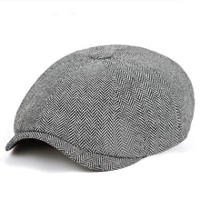 Load image into Gallery viewer, Men beret vintage Herringbone Gatsby Tweed peaky blinders hat Newsboy Beret Hat spring Flat Peaked Beret Hats